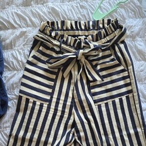 Gilli Navy and Cream Striped Pants